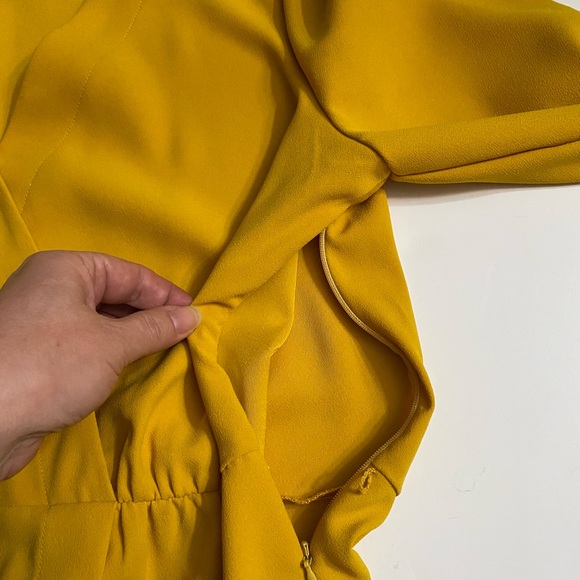 J. Crew Drapey Crepe Faux Wrap Blouse Rich Yellow Golden Women Size 12 - Picture 11 of 13